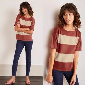 Boden Brown and Cream Striped Sweater